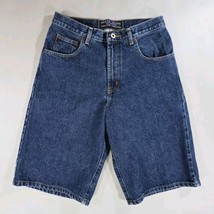 Guess Jeans Mens Loose Fit Dark Blue Jean Shorts Size 29 Back Patch  - $27.69