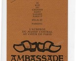 Ambassade D&#39;Auvergne &amp; du Rouergue Paris France L&#39;addition - £13.93 GBP