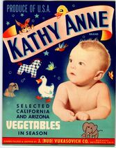 Kathy Anne Vegetables Baby Wearing Necklace Crate Label 1940s Vintage Or... - $14.35