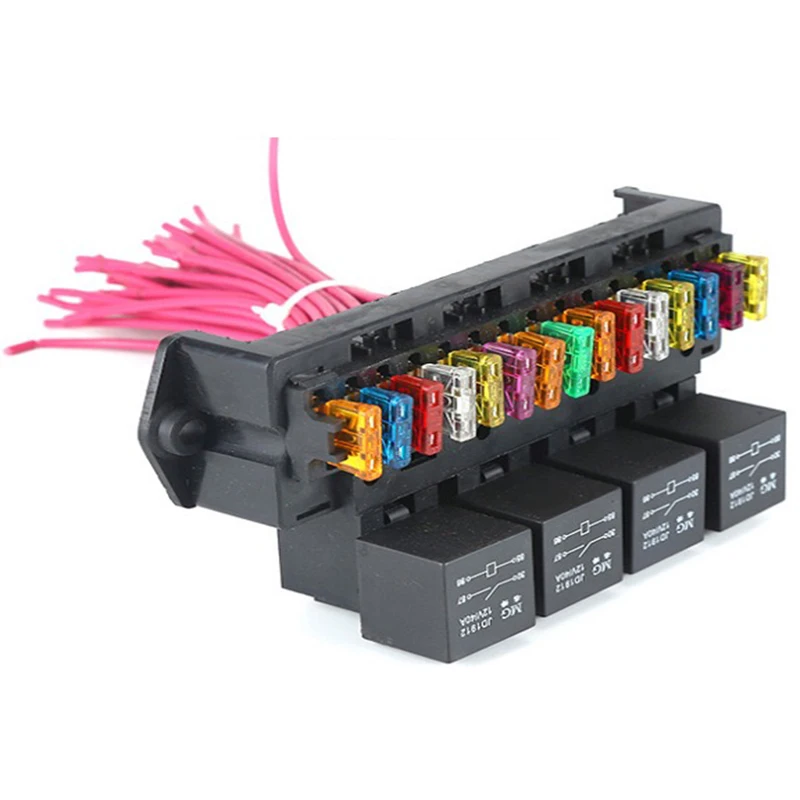 15 Way Blade Fuse Box Block Holder With 4 Way 12V 40A Relay Car Truck Universa - £23.40 GBP