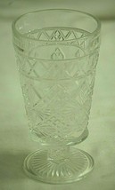 Clear Glass Diamond Pattern Footed Ice Tea Water Tumbler Vintage Glassware MCM - £17.20 GBP