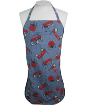 Vintage Radio Flyer Wagon print kitchen barbecue apron unisex adult cotton lined - £13.31 GBP