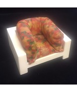 1977 Fisher Price Mid Century Modern Dollhouse White Chair Floral Cushion - $224.64 MXN