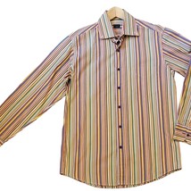 Paul Smith Stripes Men Dress Shirt Multi Color Long Sleeves - $48.38