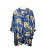 Pierre Cardin Men&#39;s Hawaiian Short Sleeve Shirt Size 3XL Blue Floral Palms - $41.60 CAD