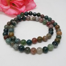 Pink &amp; Green Moss Agate Beaded Necklace 18&quot; 9mm Beads for Crafts or Repair - £13.51 GBP