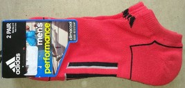 Adidas  Men&#39;s PERFORMANCE Red Black Gray Design 2 pair Running Socks Sz ... - $13.99