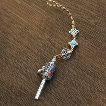 Tibetan Buddhist Prayer Wheel Protection Zipper Charm, Asian Om Keychain... - $13.00