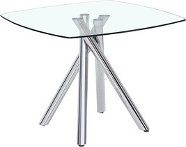 Silver And Chrome Best Master Furniture Madison Contemporary Glass Dining Table. - £229.57 GBP