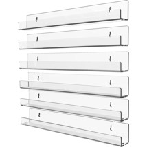 6 Pack Acrylic Clear Floating Bookshelf For Kids Room,15&quot; Invisible Wall Mounted - £35.15 GBP