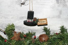 Vintage Primitive Inspired Snowman Top Hat Ornament / Wall Hanging  - £9.58 GBP