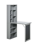 Fold-Out Wall Desk w/ Blackboard &amp; Shelf - Grey - $282.96 CAD