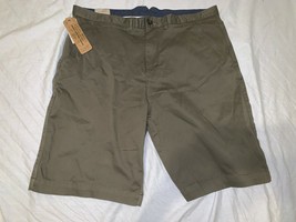 MENS JACHS OLIVE GREEN SATEEN FLAT FRONT STRETCH SHORTS 38 - £15.99 GBP