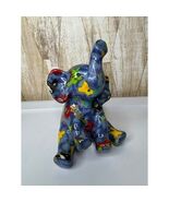 Ceramic Elephant Figurine Coin Bank Blue Cartoon Animals Childrens Decor - $35.25 CAD