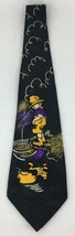 Vintage DiModa Handmade Silk Neck Tie Boy Peeing in Pond Black Purple Ye... - $18.69