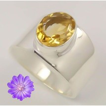 Birthday Gift For Women Citrine Gemstone 925 Silver Cluster Ring Handmade - £5.89 GBP