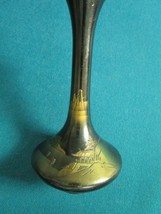 Japanese Metal Bud VASE Gold Engraved LANSCAPE 5 1/2&quot; - $45.07