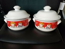 Vintage Set Of 2, 1998 Campbell Soup, Crock Bowls with Lids And Handles - £19.46 GBP