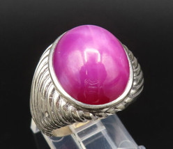 14K GOLD - Vintage White Gold Real Star Gemstone Ribbed Dome Ring Sz 7.5 - GR471 - £921.91 GBP