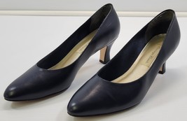 BG) Carriage Court Maxi Woman Navy Blue Heel Shoes Size 8W - $12.86