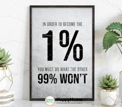 Become the 1% Entrepreneur Poster Motivational Inspirational Office Wall Art  - £20.24 GBP+