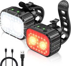 Cuvccn Bike Lights, Rechargeable Bicycle Lights Set Super Bright 8 12 Mo... - $31.96