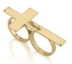 Double Finger Cross Ring: Sterling Silver, 24K Gold, Rose Gold - £111.90 GBP