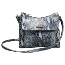 Liz Claiborne Crossbody Purse Womens Blue Snake Print Leather Adjustable... - $24.03