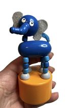 Wooden Push Press Puppet Dancing Elephant Trunk Up Toy Collapsible 4.5” - $15.15