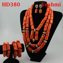 Handmade 3 Layers Real Coral Beads Chunky Women Jewelry Sets  Accessory African  - £192.60 GBP