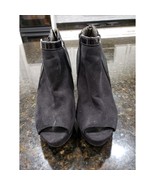 Fergalicious Booties Womens Size 7.5 Black Suede Peep Toe Stiletto Heel ... - $37.91 CAD