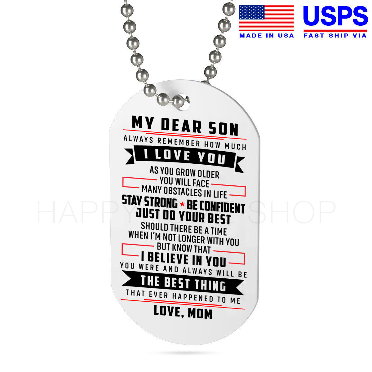 Mother and Son Dog Tag Birthday Gift for Son Always Remember I Love You -D308