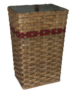 KITCHEN TRASH BASKET 13 Gallon Hand Woven Wastebasket with Wood Lid USA ... - £154.25 GBP