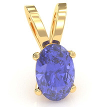 Tanzanite Oval Solitaire Pendant In 14k Yellow Gold - £334.86 GBP