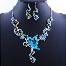 Hot Sale Wedding Party Crystal Rhinestone Necklace Earrings Butterfly Jewelry Fl - £10.12 GBP