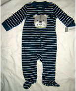 Carter&#39;s Baby Boy Blanket Sleeper Full Zip Blue Stripe Dog 6M 6 Month pa... - $6.00