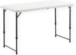White, Living And More 4 Foot Height-Adjustable Fold-In-Half Table With Carrying - £61.58 GBP