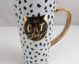 Crazy Cat Lady Black White &amp; Gold Tone 6&quot; Travel Coffee Cup Mug No Lid - £9.29 GBP