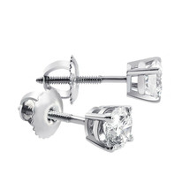 14K White Gold 1.47 Carat Round Cut Diamond Stud F-g/Vs2 Earrings - £2,651.88 GBP