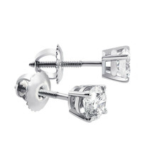 14K White Gold 1.47 Carat Round Cut Diamond Stud F-g/Vs2 Earrings - £2,611.40 GBP