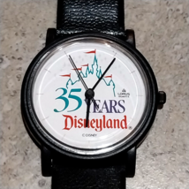 Vintage Lorus Disneyland 35 Year Anniversary Promotional Wrist Watch Bla... - $14.65