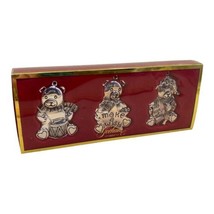 Gorham Sterling Silver Plate Set of 3 Ornaments Teddy Bear Santa’s Wish List - $19.79