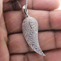 Cluster Angel Wing Hip Hop Pendant Necklace 925 White Gold Over 3.25 CT Round CZ - £90.90 GBP