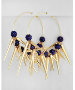 NEW CHUNKY HUGE Spikes &amp; Purple Iridescent Resin Pave Balls 3 1/2&quot; Hoop ... - £15.70 GBP