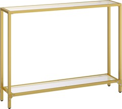 Hoobro 39.4&quot; Gold Console Table, Tempered Glass Sofa Table, Narrow, Gd04Xg01. - £62.06 GBP