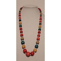 Vintage Graduated Wooden Bead Necklace - £9.48 GBP
