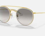 RAY-BAN ROUND DOUBLE BRIDGE SUNGLASSES RB3647N 923632 POLISHED GOLD W/ G... - £79.12 GBP