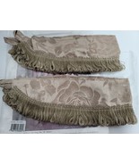 Brussels Taupe Fabric DRAPERY Tie Backs (2) NEW 4&quot; x 20&quot; Brown Rose Pattern - £9.52 GBP