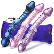 LeLuv Glass 8 Inch Pastel Double-ended G-Spot Pearls and Swirls Dildo - £19.09 GBP