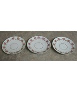 SET OF 3 ANTIQUE PM BAVARIA SAUCERS EARLY 1900&#39;S #83 PINK FLORAL WITH GO... - $279.91 MXN